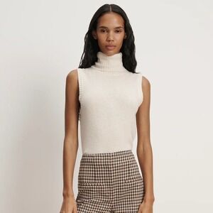 VERONICA BEARD Mazzy Ivory 100% Cashmere Turtleneck Sleeveless Sweater Women's S